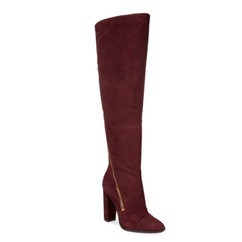 Over the knees burgundy boots